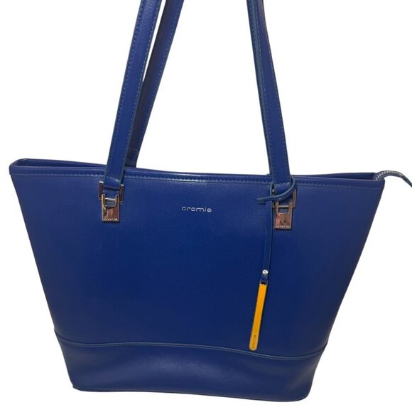 CROMIA Cobalt Blue Shoulder Bag Tote Zip Top Italian Luxury - Picture 1 of 14